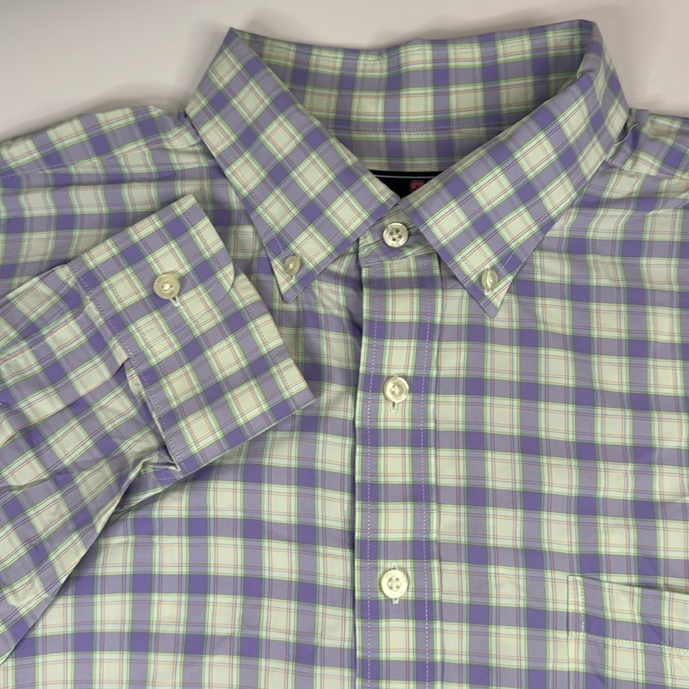 Vineyard Vines Lavender and Mint Plaid Shirt